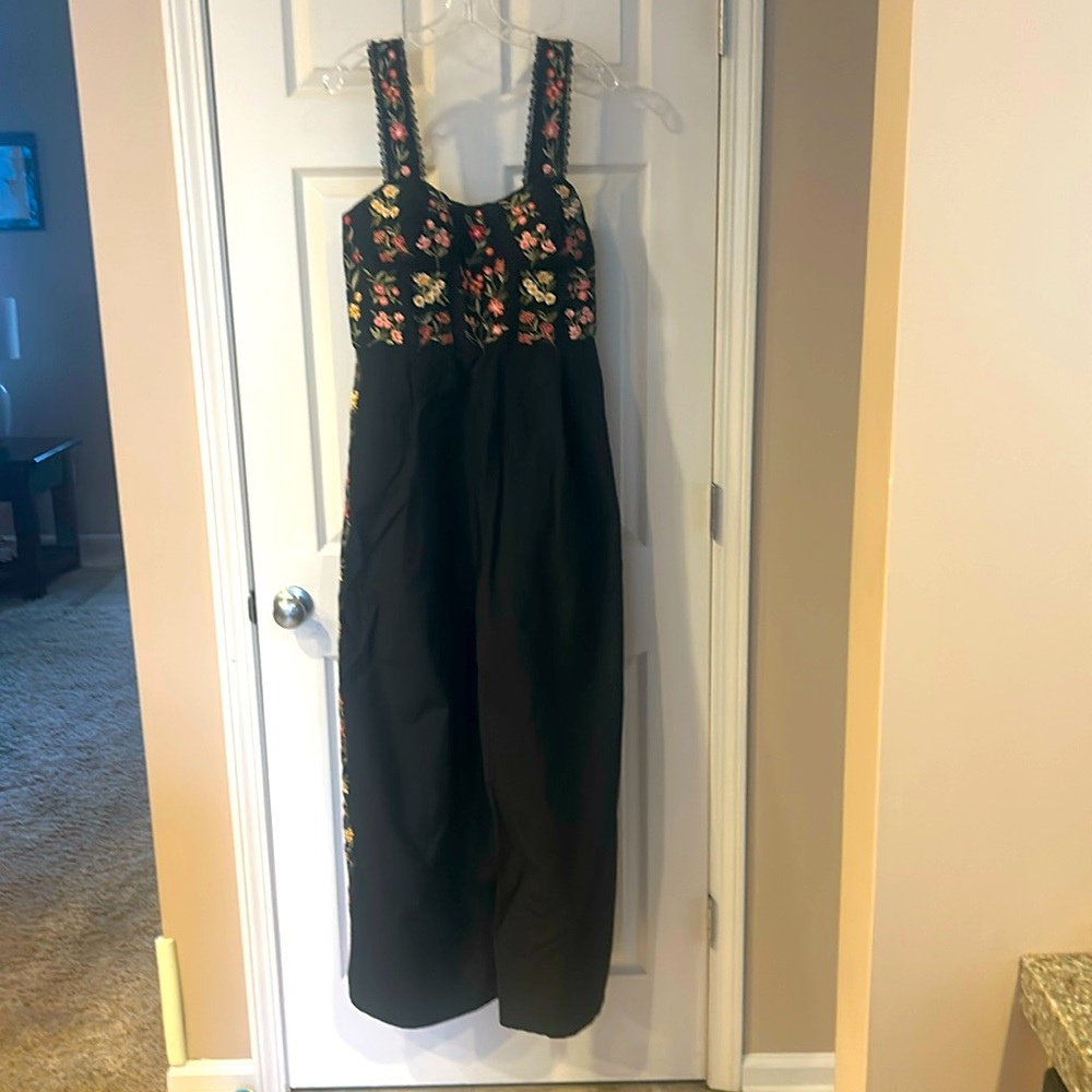Ranna gill black embroidered jump suit.